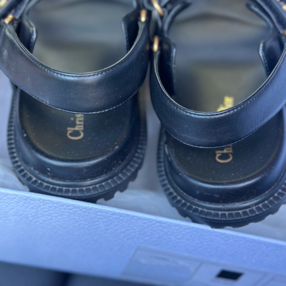 Dior Black Sandals with Gold Accents - Picture 5 of 7